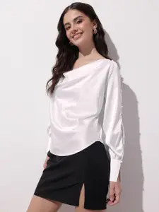 DressBerry Cowl Neck Slit Sleeves With button Details Top