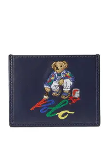 Polo Ralph Lauren Men Embroidered Leather Card Holder Wallet