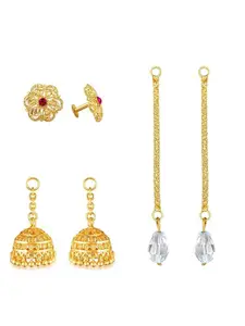 Vighnaharta Set Of 3 Gold-Plated Drop Earrings