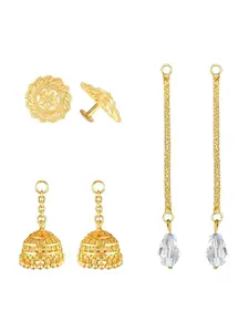 Vighnaharta Set Of 2 Gold Plated Contemporary Drop Earrings
