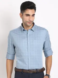 Turtle Standard Slim Fit Checked Pure Cotton Formal Shirt