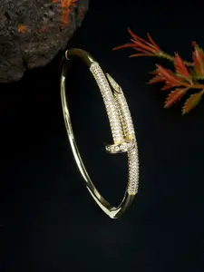 DressBerry Cubic Zirconia Gold-Plated Bangle-Style Bracelet