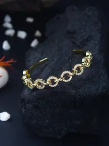 DressBerry Cubic Zirconia Gold-Plated Bangle-Style Bracelet