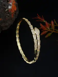DressBerry Brass Gold-Plated Cubic Zirconia-Studded Bangle-Style Bracelet