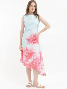 RAREISM Floral Print Sleeveless A-Line Cotton Midi Dress