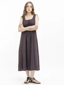 RAREISM Polka Dot Print Sleeveless Fit & Flare Midi Dress