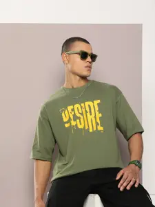 Kook N Keech Typography Printed Drop-Shoulder Sleeves Oversized Pure Cotton T-shirt