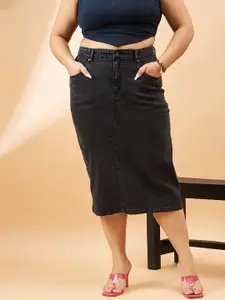 SASSAFRAS Curve Plus Size Midi A-Line Skirt