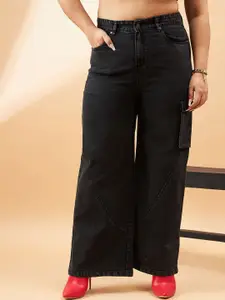SASSAFRAS Curve Women Plus Size Comfort Straight Fit High-Rise Stretchable Jeans