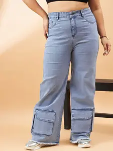 SASSAFRAS Curve Women Plus Size Comfort High-Rise Light Fade Stretchable Jeans