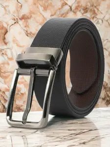 CRUSSET Men Textured Leather Reversible Formal Belt