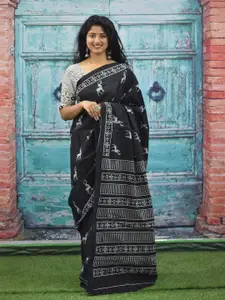JALTHER Ethnic Motif Block Print Pure Cotton Saree