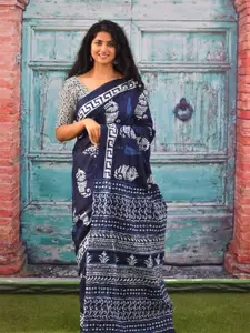JALTHER Ethnic Motifs Printed Pure Cotton Block Print Saree