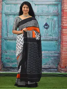JALTHER Chevron Printed Pure Cotton Block Print Saree
