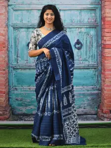 JALTHER Ethnic Motifs Printed Pure Cotton Block Print Saree