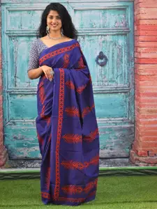 JALTHER Ethnic Motifs Printed Jaipuri Pure Cotton Mulmul Block Print Saree