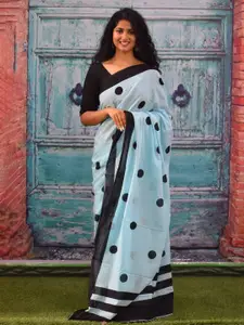 JALTHER Geometric Block Print Pure Cotton Saree