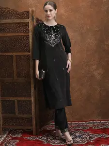 Vishudh Floral Embroidered Straight Kurta