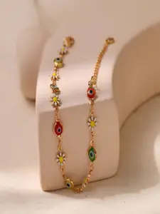 AQUASTREET Women Enamelled Gold-Plated Link Bracelet