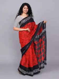 JALTHER Abstract Printed Pure Cotton Block Print Saree