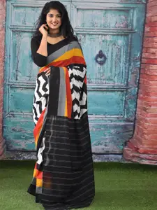 JALTHER Geometric Printed Jaipuri Pure Cotton Mulmul Block Print Saree