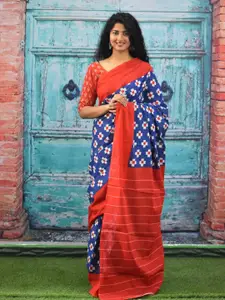 JALTHER Geometric Printed Pure Cotton Block Print Saree