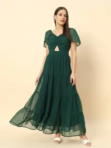 Chemistry Self Design Georgette Fit & Flare Maxi Dress