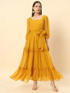 Chemistry Ruffles A-Line Midi Georgette Dress