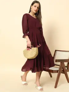 Chemistry Bell Sleeve Ruffled Fit & Flare Midi Dress