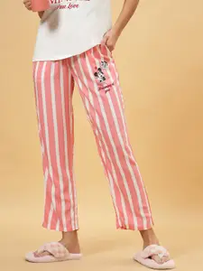 Dreamz by Pantaloons Women Mickey Mouse Striped Mid-Rise Lounge Pants