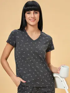 Dreamz by Pantaloons Floral Printed Pure Cotton Lounge T-Shirts
