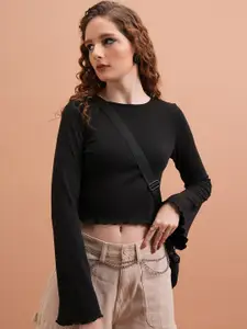 Tokyo Talkies Flared Sleeve Crop Top