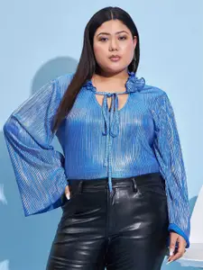 Athena Ample Tie-Up Neck Pleated Top