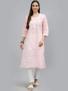 Seva Chikan Women Ethnic Motifs Embroidered Chikankari Handloom Kurta