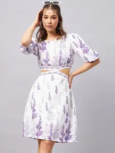 Orchid Hues Floral Print Fit & Flare Dress