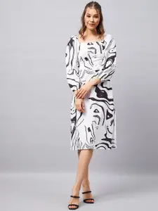 Orchid Hues Abstract Printed A-Line Midi Dress