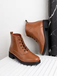 The Roadster Lifestyle Co. Women Tan Mid-Top Heeled Boots