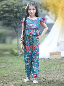 Cutiekins Girls Printed Round Neck Top with Trousers