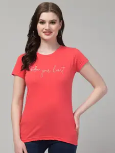 Trend Level Typography Printed Pure Cotton T-shirt