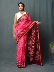 Unnati Silks Batik Zari Silk Cotton Handloom Chanderi Saree