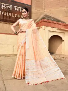 elora Ethnic Motifs Woven Design Zari Pure Linen Ikat Saree