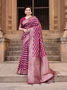 elora Chevron Woven Design Zari Ikkat Saree