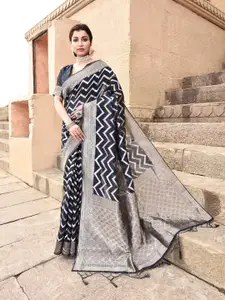 elora Chevron Woven Design Zari Ikkat Saree