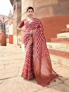 elora Chevron Woven Design Zari Ikkat Saree
