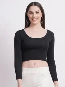 SIGHTBOMB Round Neck Cotton Crop Fitted Top