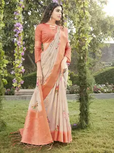 Mitera Floral Printed Zari Banarasi Saree