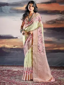 Mitera Floral Printed Zari Art Silk Banarasi Saree