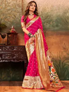 Satrani Ethnic Motifs Woven Design Zari Paithani Saree