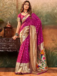 Satrani Ethnic Motifs Woven Design Zari Paithani Saree