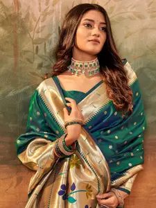 Satrani Ethnic Motifs Woven Design Zari Paithani Saree